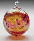 Glass Eye Studio Rose Quartz Mt. St. Helens Volcanic Art Glass Ornament