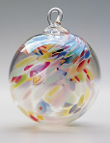 Glass Eye Studio Clown Feather Clear Mt. St. Helens Volcanic Art Glass Ornament