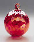 Glass Eye Studio Red Diamond Facet Mt. St. Helens Volcanic Art Glass Ornament