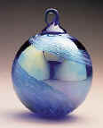 Glass Eye Studio Cobalt Feather Chip Mt. St. Helens Volcanic Art Glass Ornament
