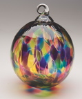 Glass Eye Studio Rainbow Chip Mt. St. Helens Volcanic Art Glass Ornament