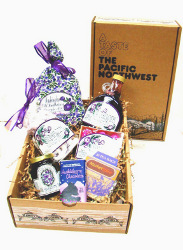A gift box full of various delicacies made from Pacific Northwest Huckleberries.