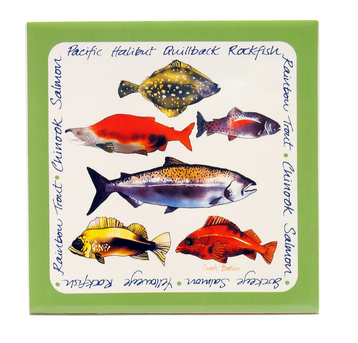 A wonderful ceramic trivet with a fish design that everyone will love