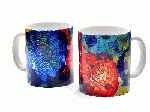 Glass design on mug.