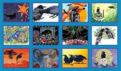 contents of the Raven 2012 Calendar by Taku graphic artists
