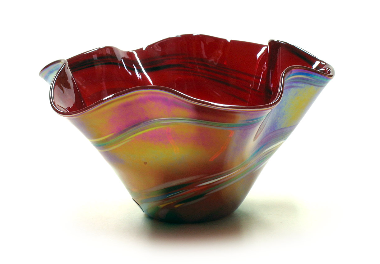 A Ruby Red Mini-Wave Bowl is approximately 6 inches in diameter. Makes a beautiful gift.